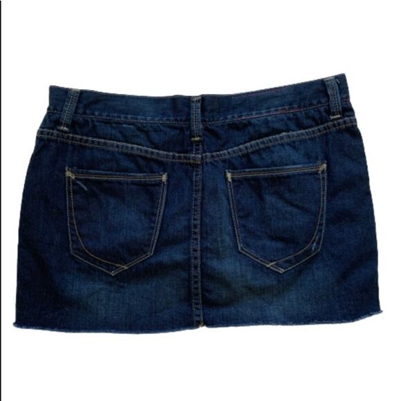 Paper Denim & Cloth Skirt Vanessa Dark Wash Distressed Jean Mini Skirt Size 28 - Picture 6 of 12